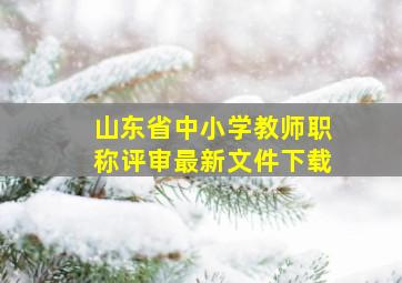 山东省中小学教师职称评审最新文件下载