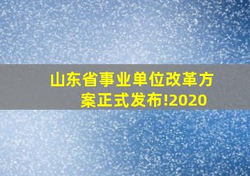 山东省事业单位改革方案正式发布!2020