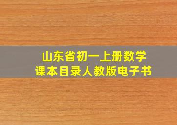 山东省初一上册数学课本目录人教版电子书