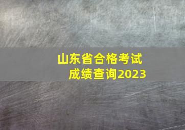 山东省合格考试成绩查询2023