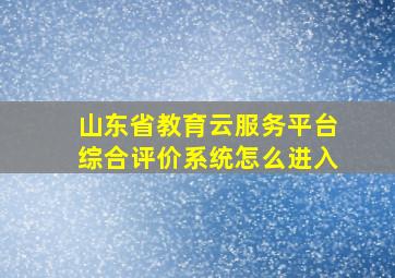 山东省教育云服务平台综合评价系统怎么进入