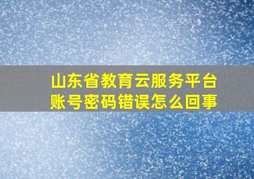 山东省教育云服务平台账号密码错误怎么回事