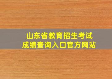 山东省教育招生考试成绩查询入口官方网站