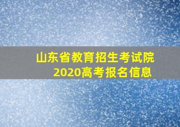 山东省教育招生考试院2020高考报名信息