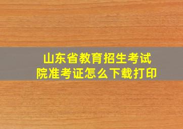 山东省教育招生考试院准考证怎么下载打印