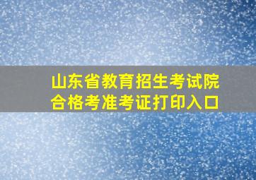 山东省教育招生考试院合格考准考证打印入口