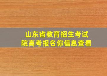 山东省教育招生考试院高考报名你信息查看