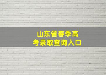 山东省春季高考录取查询入口