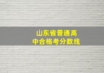 山东省普通高中合格考分数线