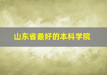 山东省最好的本科学院