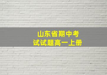 山东省期中考试试题高一上册