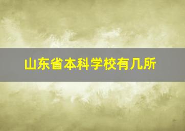 山东省本科学校有几所