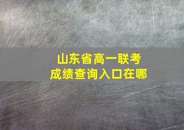 山东省高一联考成绩查询入口在哪