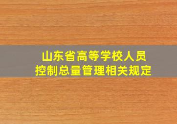 山东省高等学校人员控制总量管理相关规定