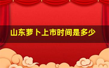 山东萝卜上市时间是多少