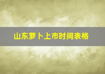 山东萝卜上市时间表格