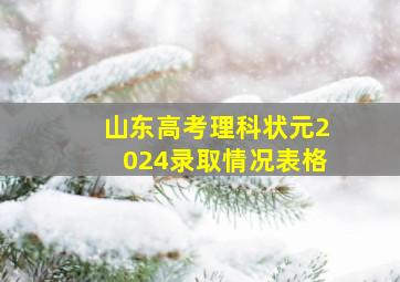 山东高考理科状元2024录取情况表格