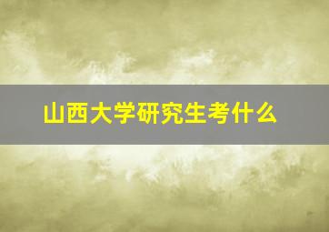 山西大学研究生考什么