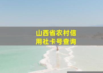 山西省农村信用社卡号查询