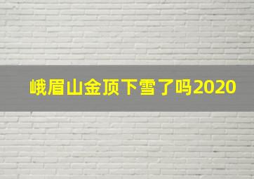 峨眉山金顶下雪了吗2020