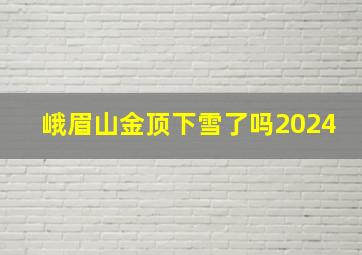 峨眉山金顶下雪了吗2024