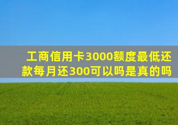 工商信用卡3000额度最低还款每月还300可以吗是真的吗