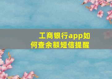 工商银行app如何查余额短信提醒