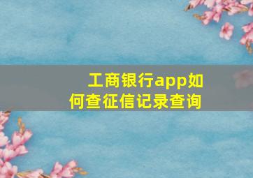 工商银行app如何查征信记录查询