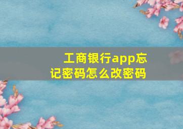 工商银行app忘记密码怎么改密码