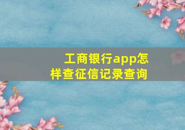 工商银行app怎样查征信记录查询