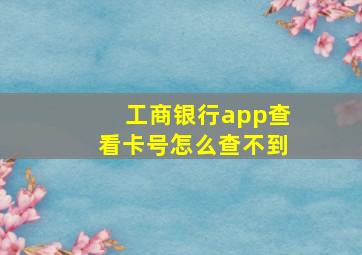 工商银行app查看卡号怎么查不到