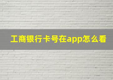 工商银行卡号在app怎么看