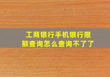 工商银行手机银行限额查询怎么查询不了了