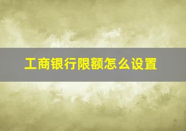 工商银行限额怎么设置