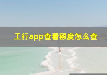 工行app查看额度怎么查