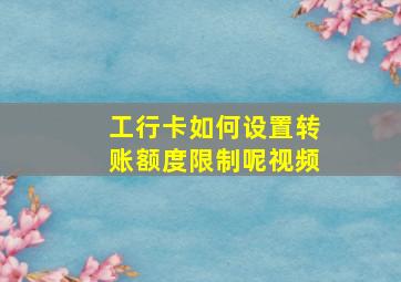 工行卡如何设置转账额度限制呢视频