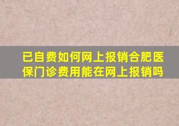 已自费如何网上报销合肥医保门诊费用能在网上报销吗