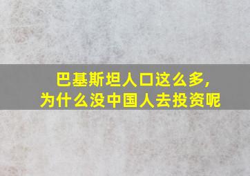 巴基斯坦人口这么多,为什么没中国人去投资呢