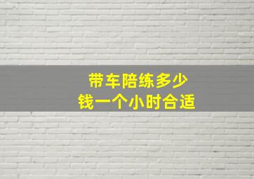 带车陪练多少钱一个小时合适