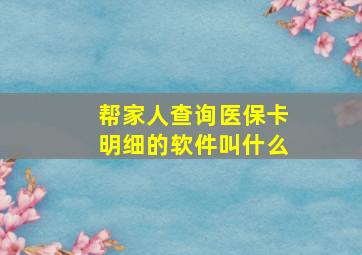 帮家人查询医保卡明细的软件叫什么