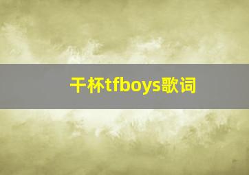 干杯tfboys歌词