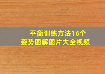 平衡训练方法16个姿势图解图片大全视频