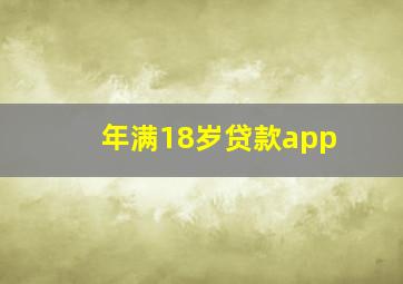 年满18岁贷款app