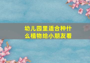 幼儿园里适合种什么植物给小朋友看