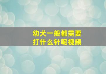 幼犬一般都需要打什么针呢视频