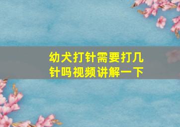 幼犬打针需要打几针吗视频讲解一下