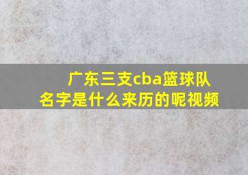 广东三支cba篮球队名字是什么来历的呢视频