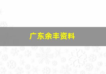 广东余丰资料