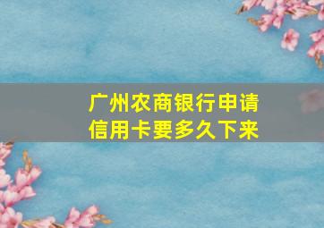 广州农商银行申请信用卡要多久下来