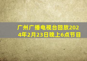 广州广播电视台回放2024年2月23日晚上6点节目